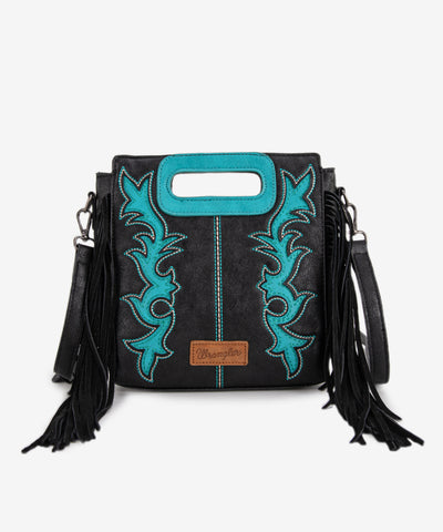 Wrangler Top Handle Embroidered Fringe Tote Bag