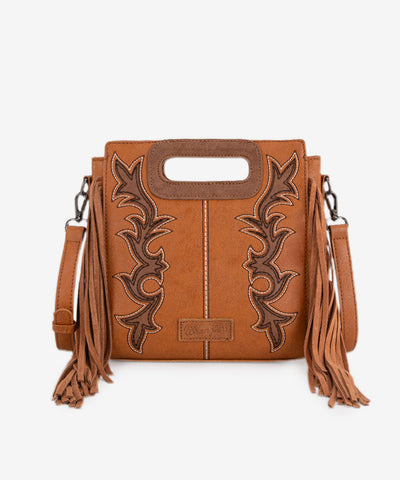 Wrangler Top Handle Embroidered Fringe Tote Bag