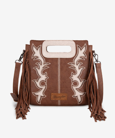 Wrangler Top Handle Embroidered Fringe Tote Bag