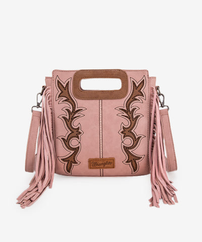 Wrangler Top Handle Embroidered Fringe Tote Bag