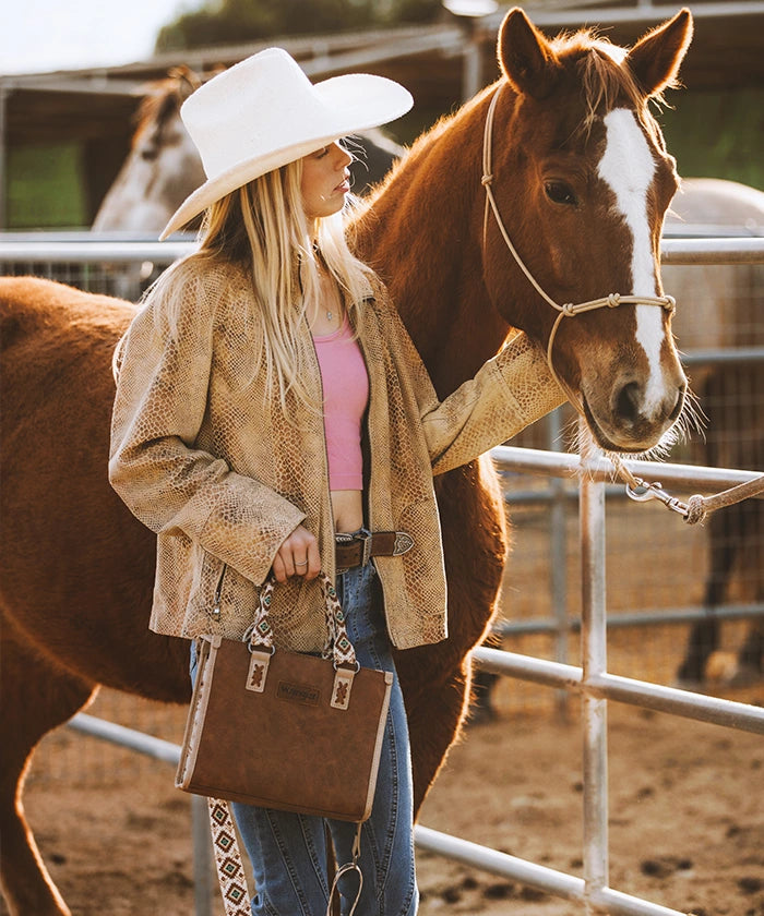 Wrangler Aztec Print Tote Bag-Country Glam Outfits