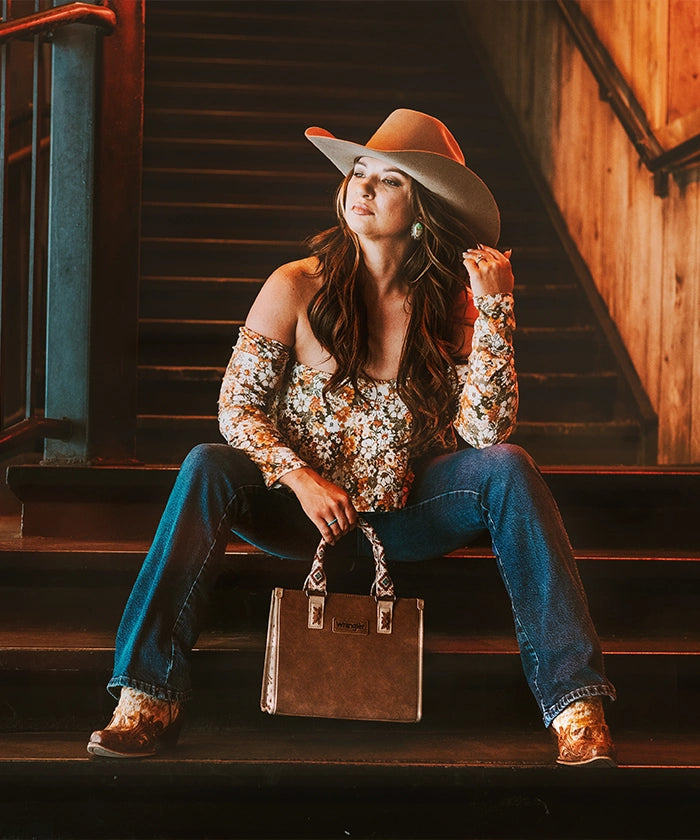 Wrangler Aztec Print Tote Bag-Country Glam Outfits
