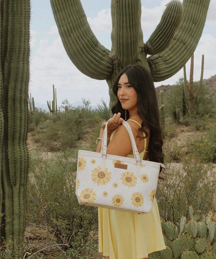 Wrangler Sunflower Print Wide Tote Bag-Country Glam Outfits