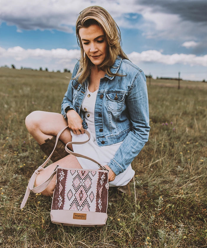 Wrangler Aztec Print Canvas Bucket Bag-Country Glam Outfits