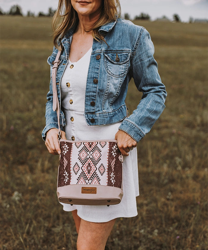Wrangler Aztec Print Canvas Bucket Bag