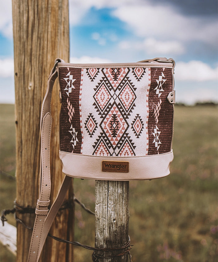 Wrangler Aztec Print Canvas Bucket Bag