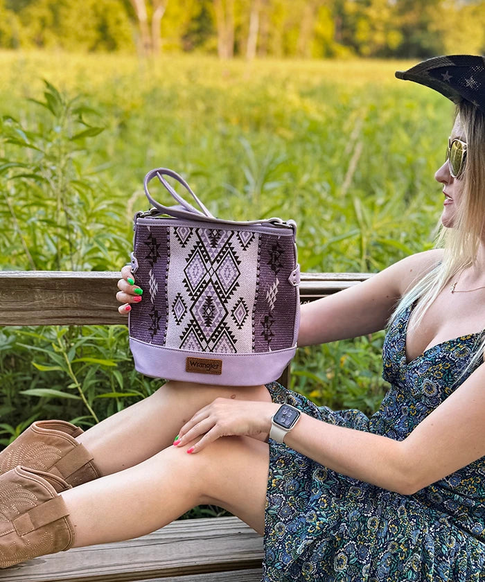 Wrangler Aztec Print Canvas Bucket Bag-Country Glam Outfits