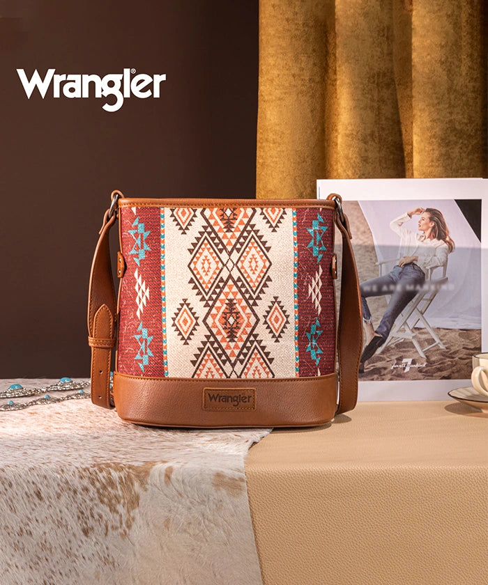 Wrangler Aztec Print Canvas Bucket Bag