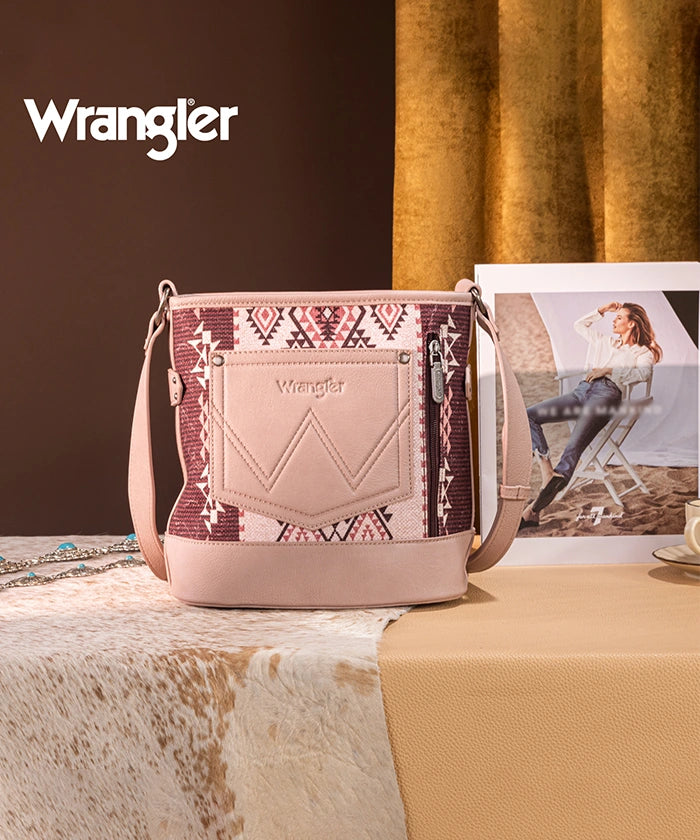 Wrangler Aztec Print Canvas Bucket Bag