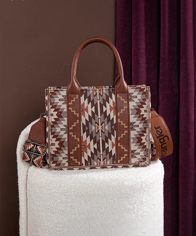 Wrangler Aztec Print Whipstitch Canvas Tote Bag Set