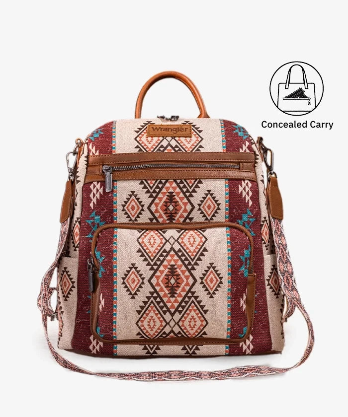 Wrangler Aztec Print Canvas Backpack