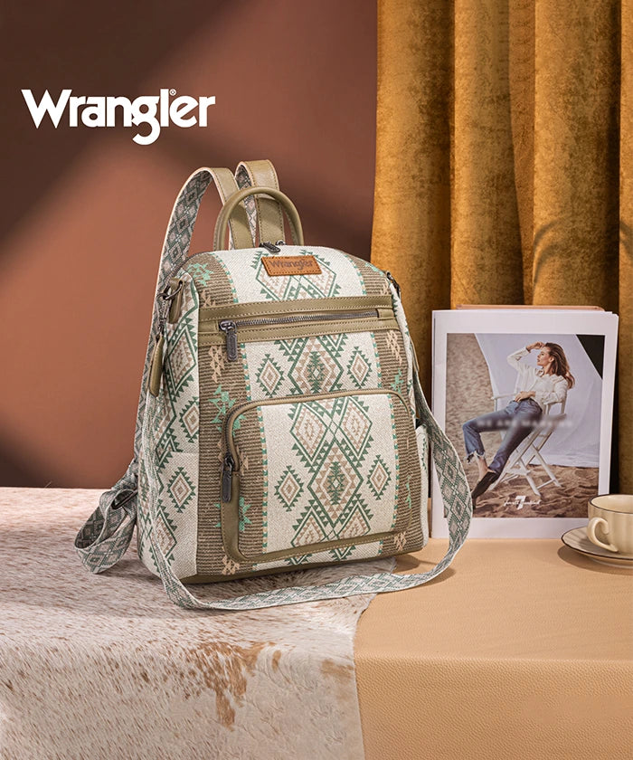 Wrangler Aztec Print Canvas Backpack