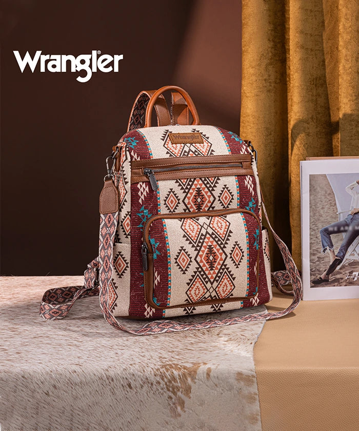 Wrangler Aztec Print Canvas Backpack