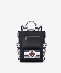Montana West Wrangler Aztec backpack in black — textured finish, detachable straps, functional compartments  