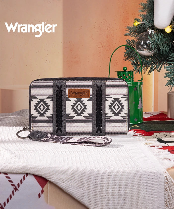Wrangler All-over Aztec Dual Sided Print Canvas Wallet