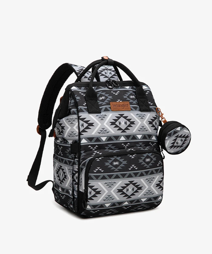Wrangler Western Aztec Diaper Bag Backpack in BK