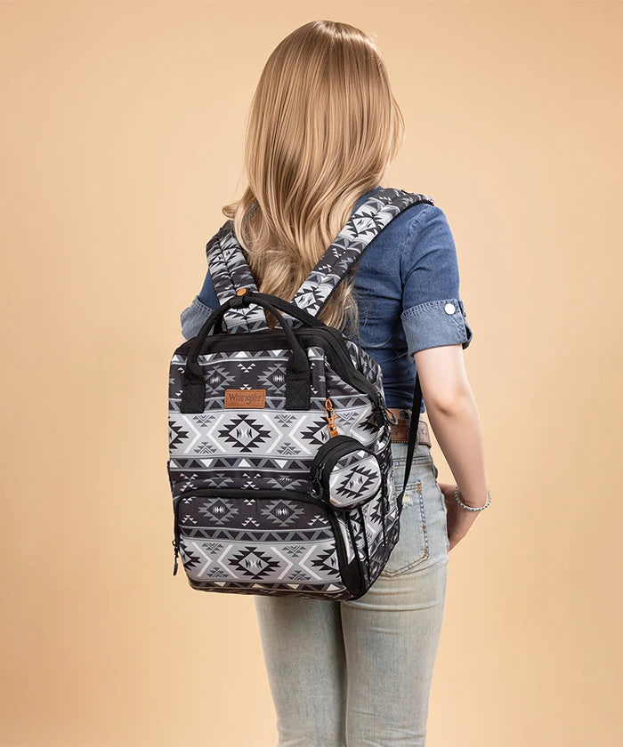 Wrangler Western Aztec Diaper Bag Backpack in BK