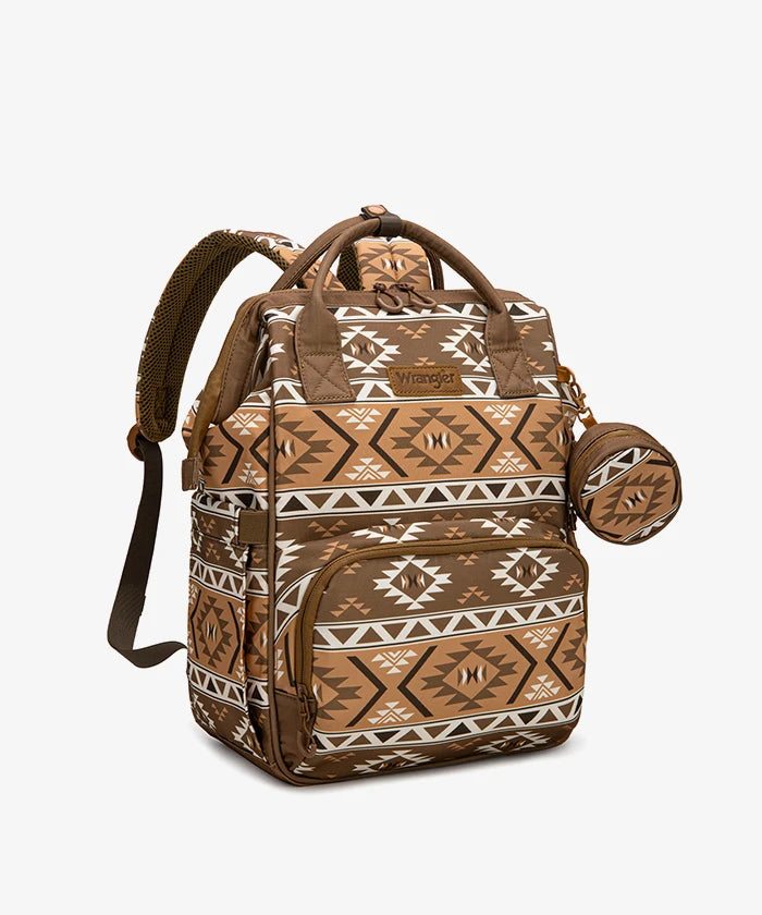 Wrangler Western Aztec Diaper Bag Backpack in BR