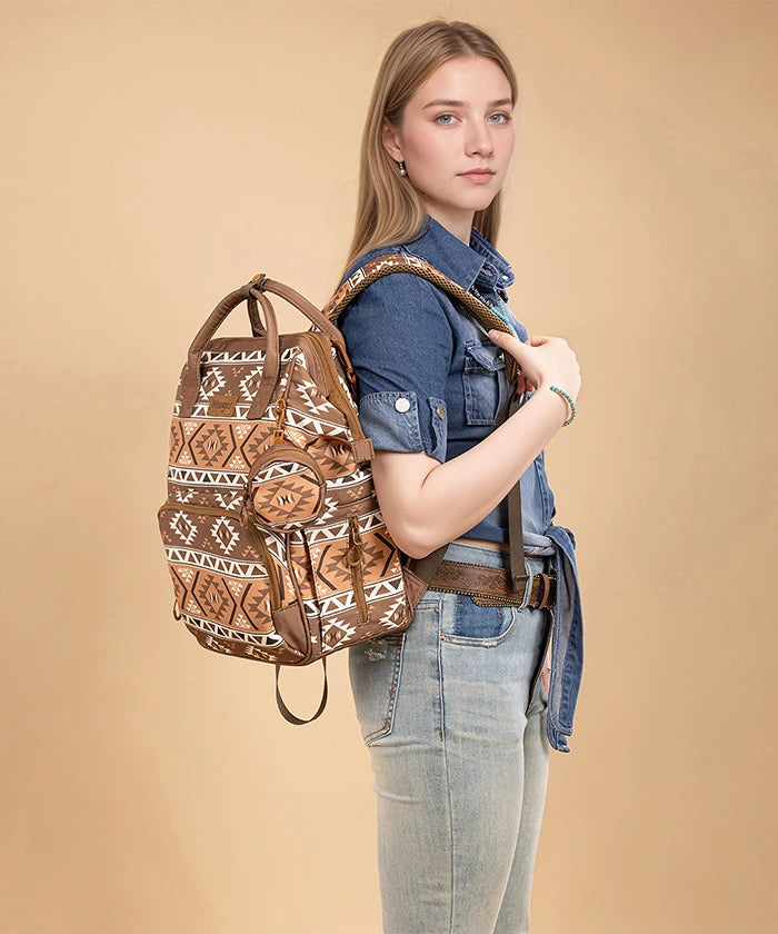 Wrangler Western Aztec Diaper Bag Backpack in BR