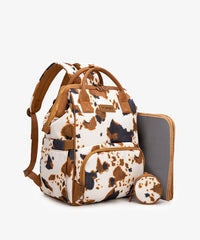 Wrangler backpack diaper bags in cow-brown — rugged design with top handle and organized compartments  