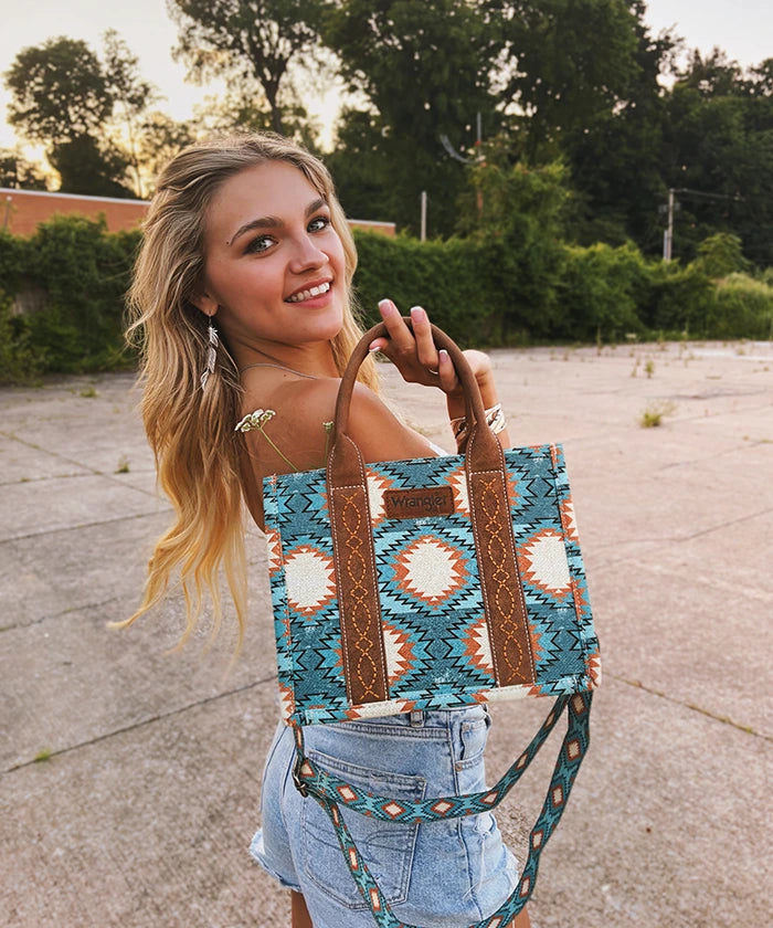 Wrangler Dual Sided Print Canvas Tote Bag-Country Glam Outfits