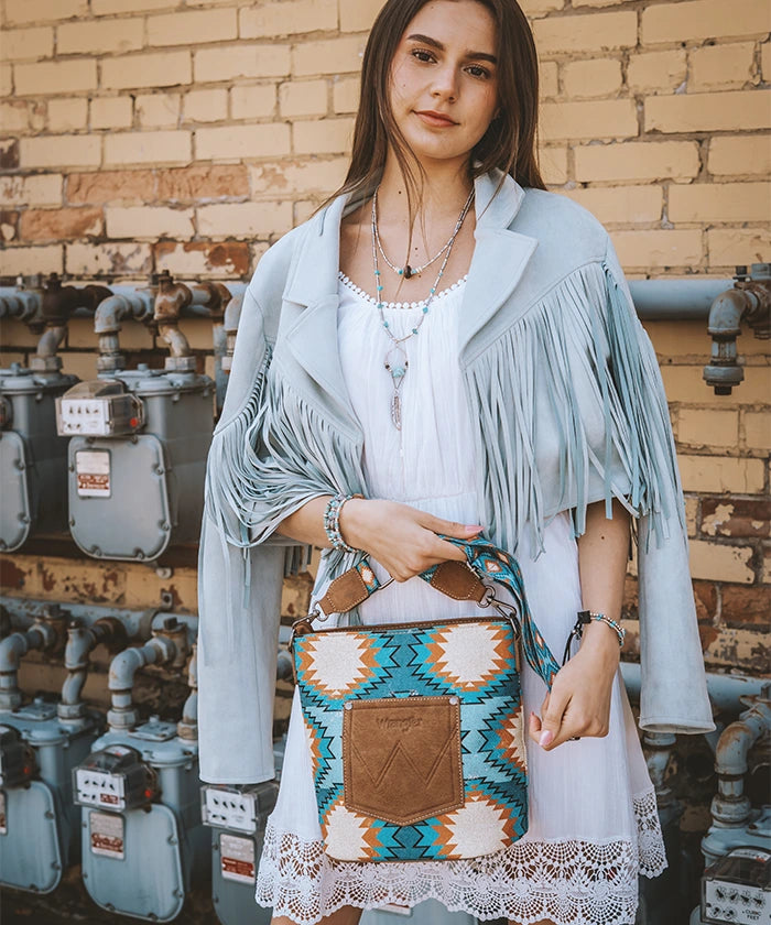 Wrangler Dual Sided Print Canvas Shoulder Bag-Country Glam Outfits