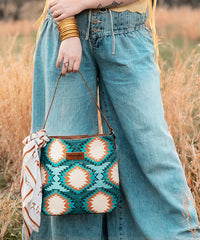 Wrangler Dual Sided Print Canvas Shoulder Bag-Country Glam Outfits