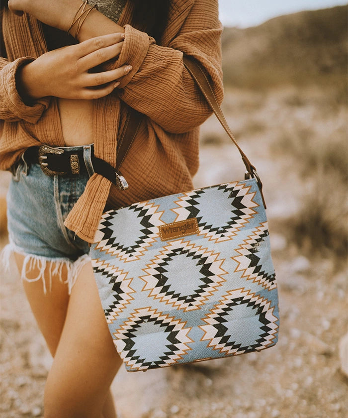 Wrangler Dual Sided Print Canvas Shoulder Bag-Country Glam Outfits