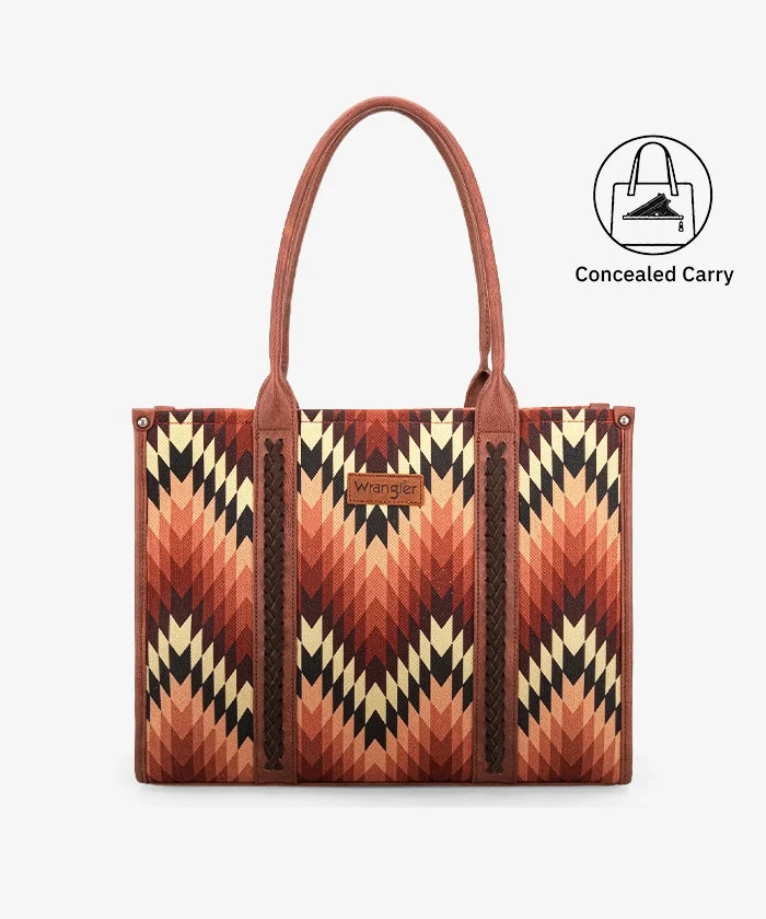 Wrangler Southwestern Pattern Concealed Carry Wide Tote Collection