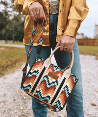 Wrangler Southwestern Pattern Concealed Carry Wide Tote Set-Country Glam Outfits