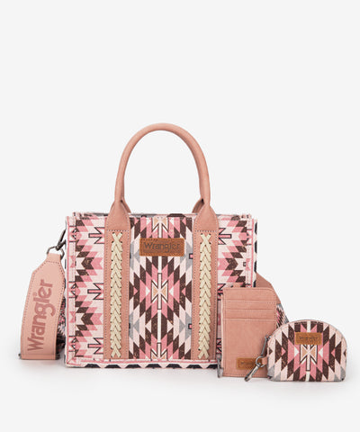 Wrangler Aztec Print Whipstitch Canvas Tote Bag Set