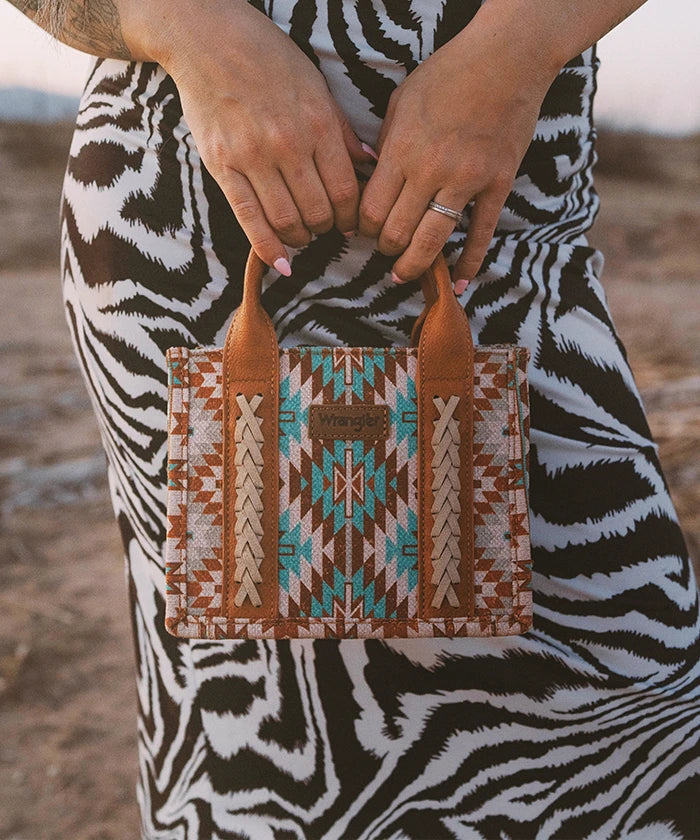 Wrangler Aztec Print Whipstitch Canvas Tote Bag Set