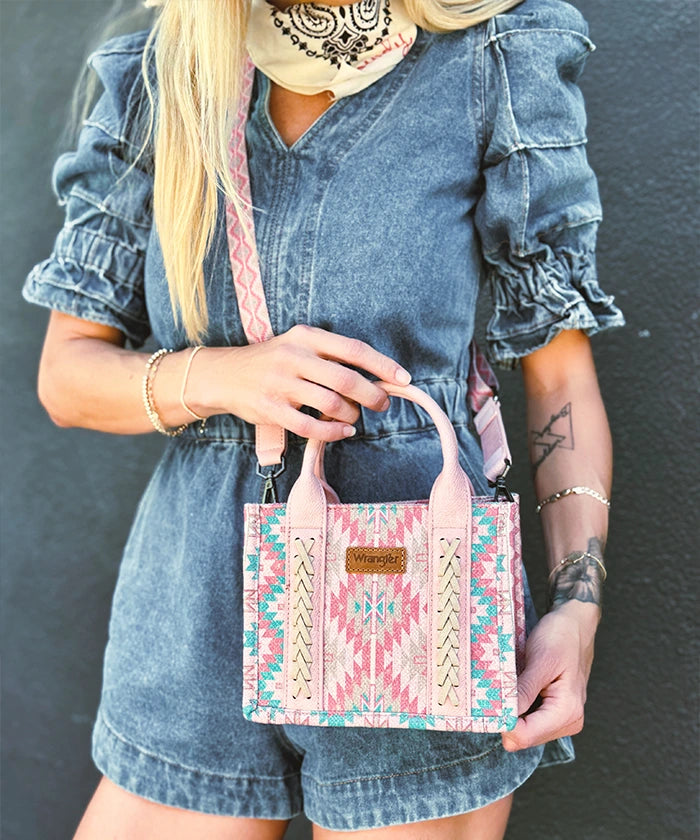Wrangler Aztec Print Whipstitch Canvas Tote Bag Set