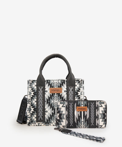 Wrangler Aztec Print Whipstitch Canvas Tote Bag Set