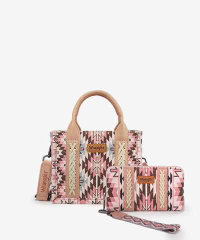 Wrangler Aztec Print Whipstitch Canvas Tote Bag Set