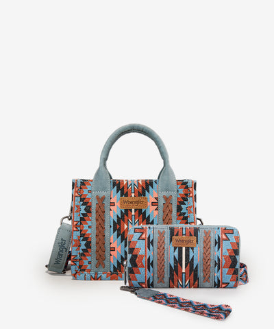 Wrangler Aztec Print Whipstitch Canvas Tote Bag Set