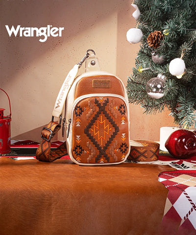 Wrangler Aztec Embroidered Whipstitch Sling Bag