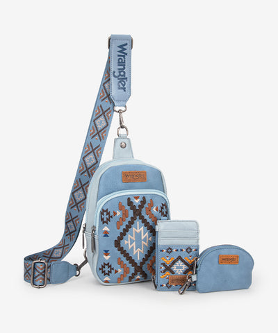 Wrangler Aztec Embroidered Whipstitch Sling Bag