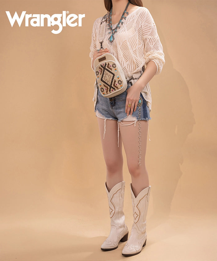 Wrangler Aztec Embroidered Whipstitch Sling Bag