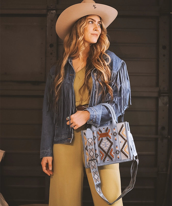 Wrangler Aztec Embroidered Whipstitch Tote Bag