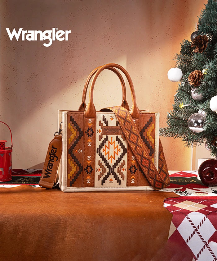 Wrangler Aztec Embroidered Whipstitch Tote Bag