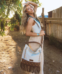 Wrangler Aztec Embroidered Fringe Shoulder Bag-Country Glam Outfits
