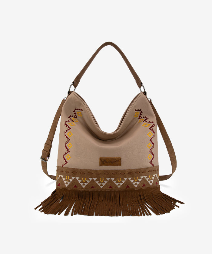 Wrangler Aztec Embroidered Fringe Shoulder Bag