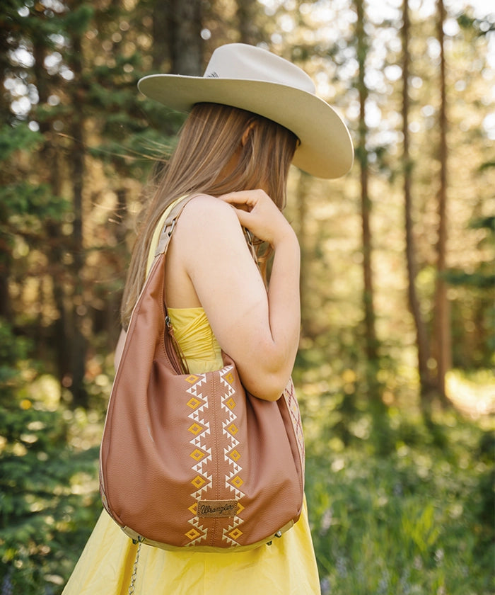 Wrangler Aztec Embroidered Wide Hobo Bag-Country Glam Outfits