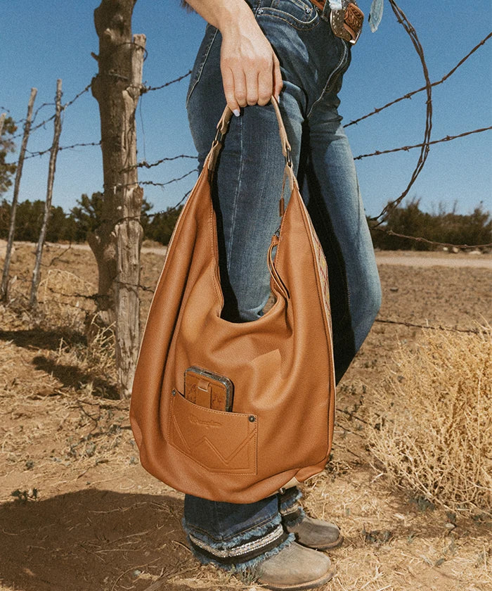 Wrangler Aztec Embroidered Wide Hobo Bag