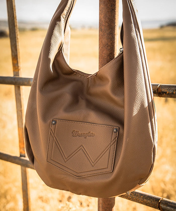 Wrangler Aztec Embroidered Wide Hobo Bag