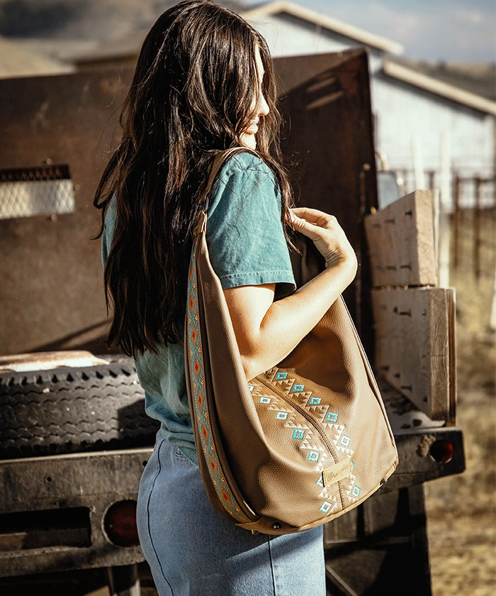Wrangler Aztec Embroidered Wide Hobo Bag-Country Glam Outfits