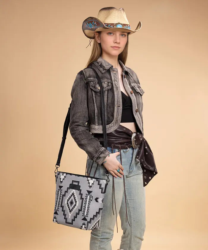 Wrangler Aztec Print Shoulder Bag in BK
