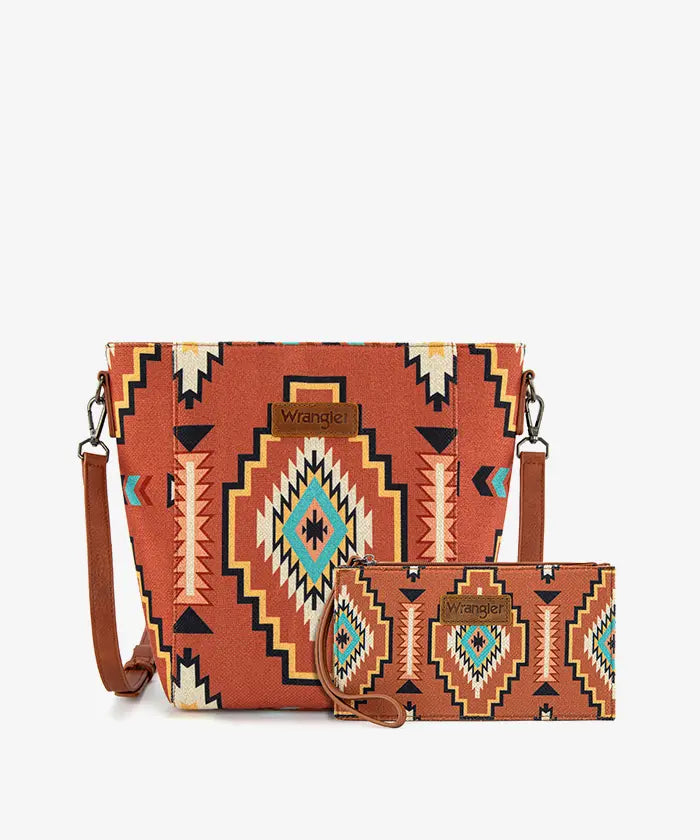 Wrangler Aztec Print Shoulder Bag in BR