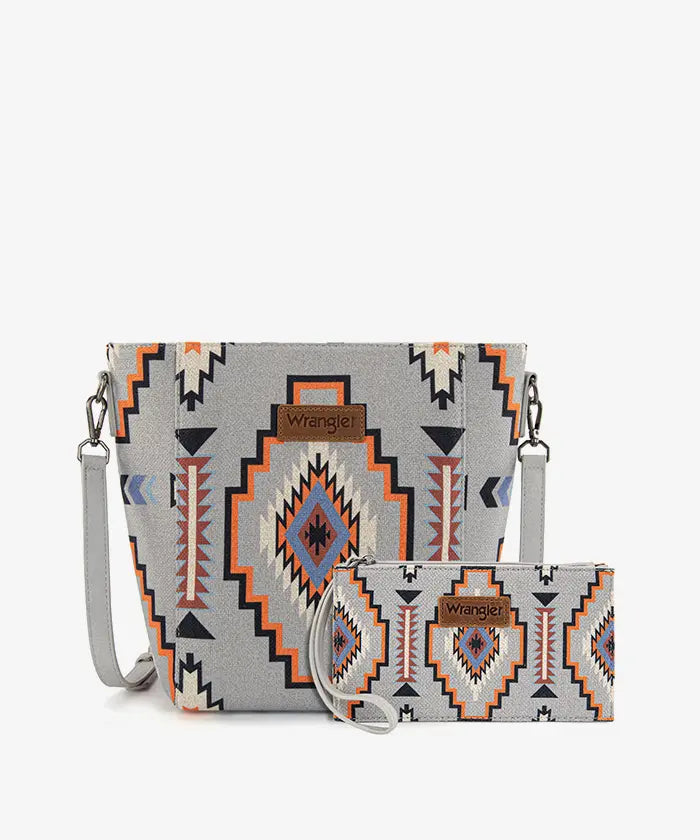 Wrangler Aztec Print Shoulder Bag in GY
